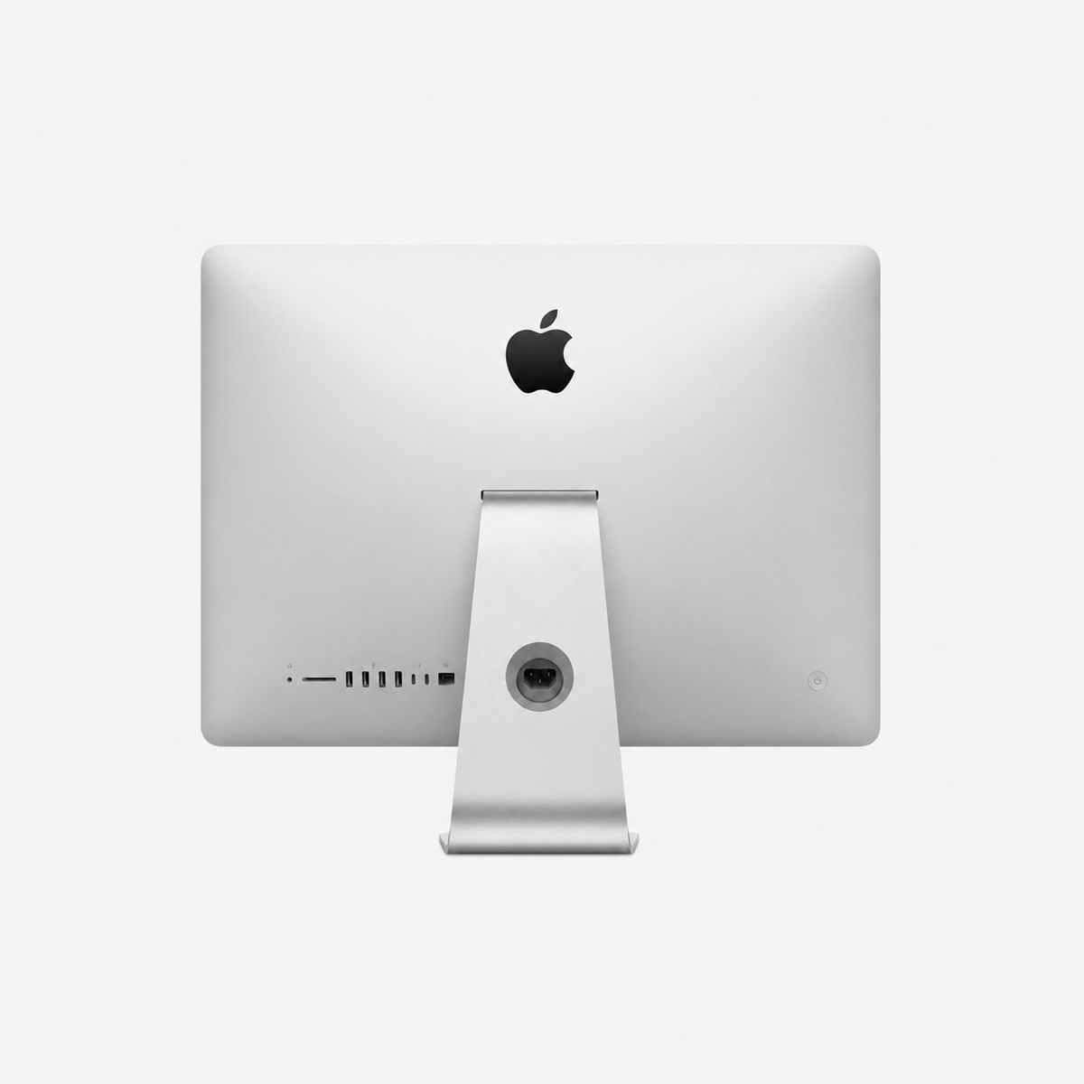 Stříbrný iMac 21,5 palců, celkový pohled zezadu se stojanem