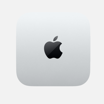 Apple Mac mini – vista dall’alto della scocca argentata con logo Apple