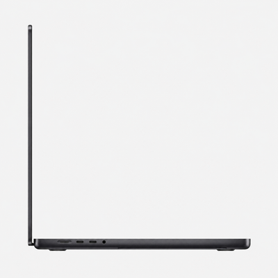 MacBook Pro 16 tommer med mørkt kabinet, venstre side med tilslutninger